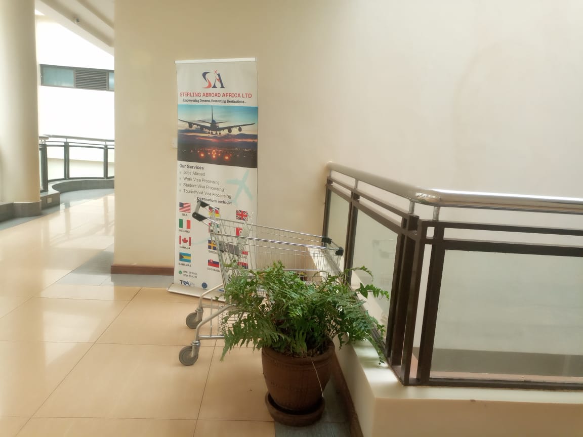 Sterling Abroad Africa banner at our Spur Mall Kimbo office