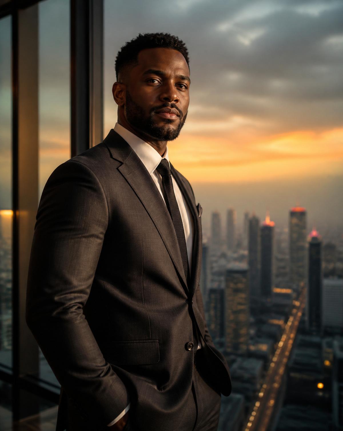 Executive at global skyline
